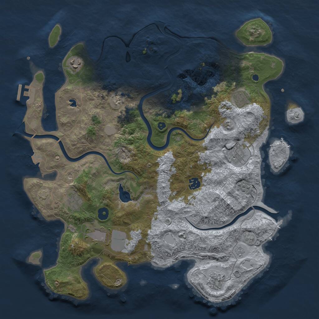 Rust Map: Procedural Map, Size: 4000, Seed: 860087, 13 Monuments