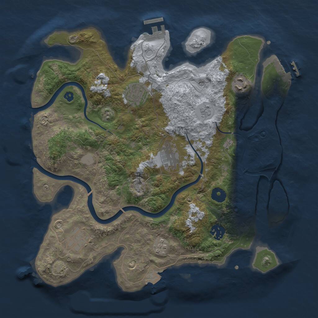 Rust Map: Procedural Map, Size: 3250, Seed: 1679429083, 12 Monuments