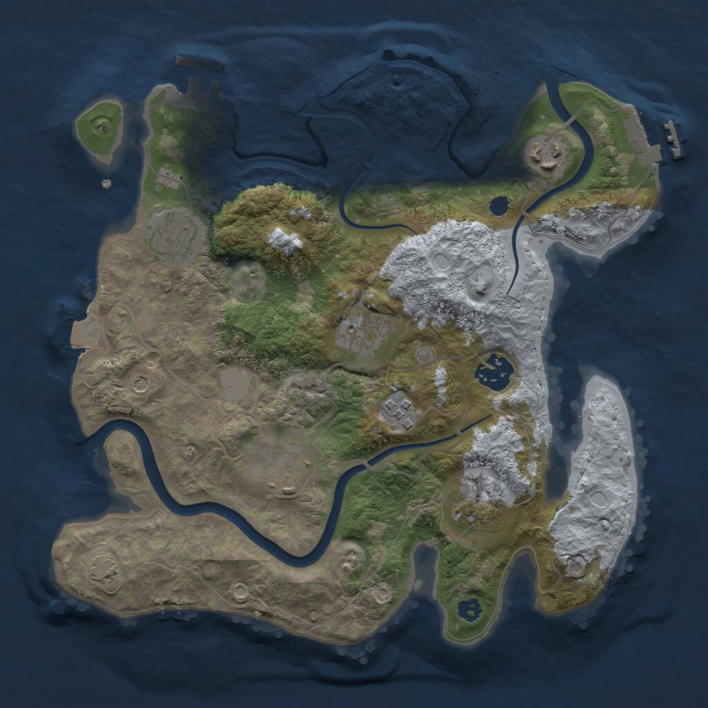 Rust Map: Procedural Map, Size: 3000, Seed: 812974463, 12 Monuments