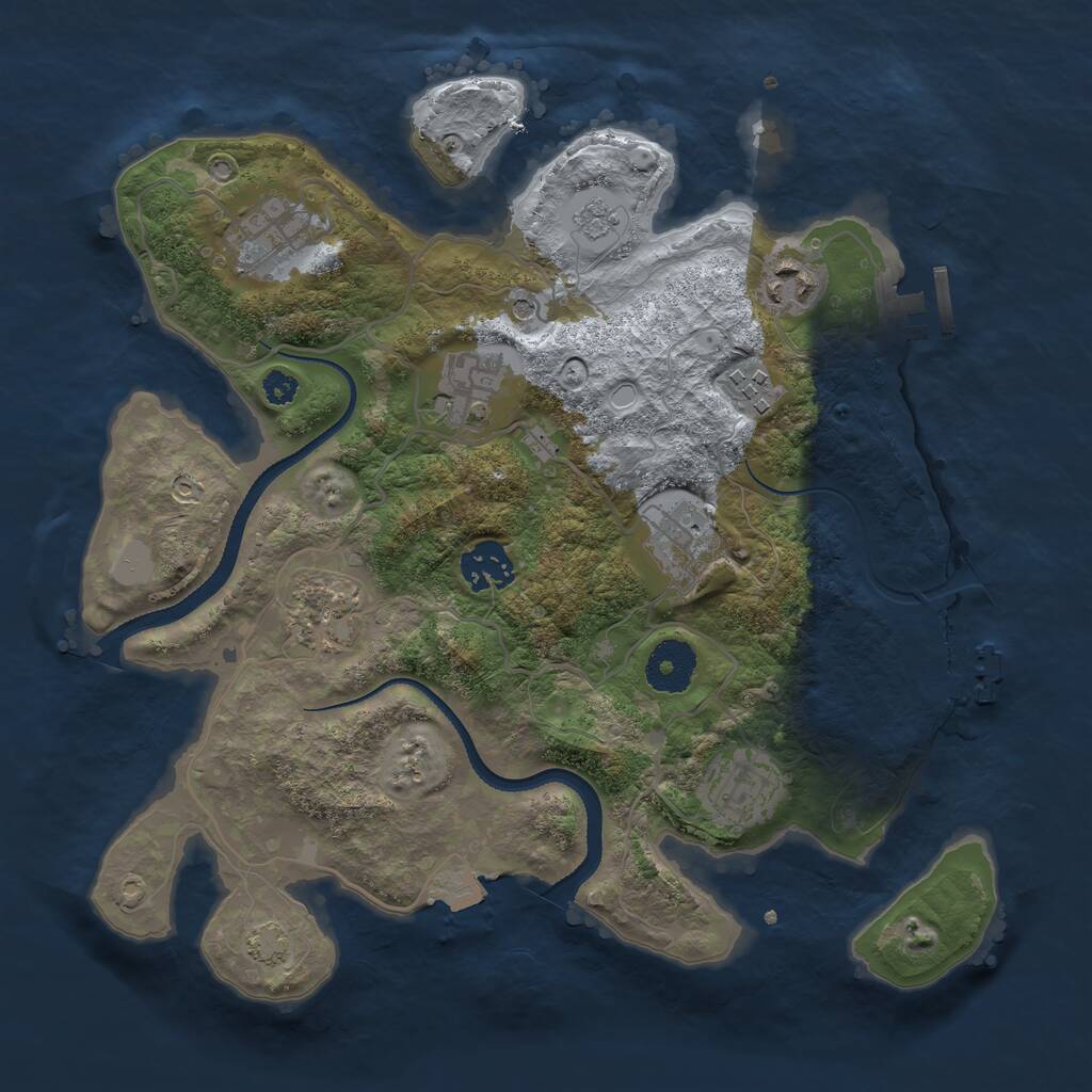 Rust Map: Procedural Map, Size: 3200, Seed: 84736291, 14 Monuments