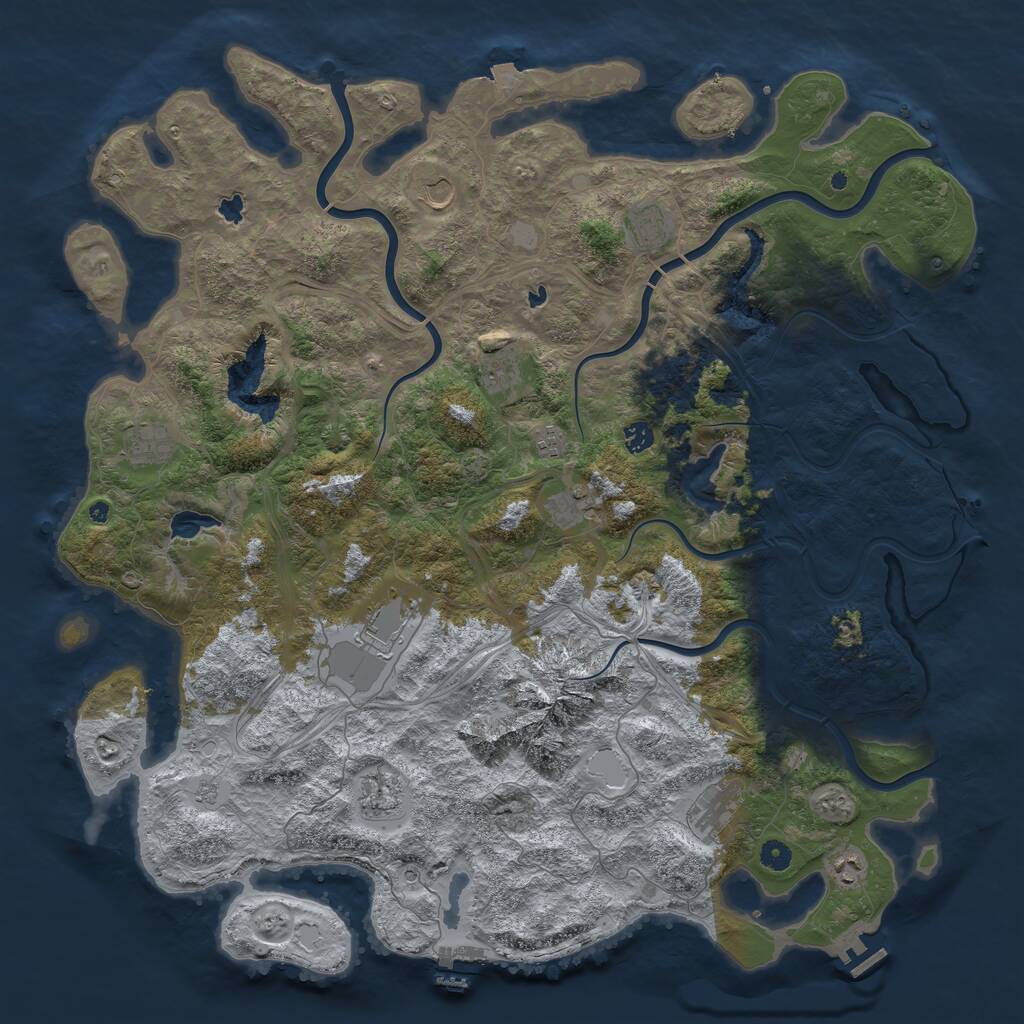 Rust Map: Procedural Map, Size: 5000, Seed: 6879845, 17 Monuments