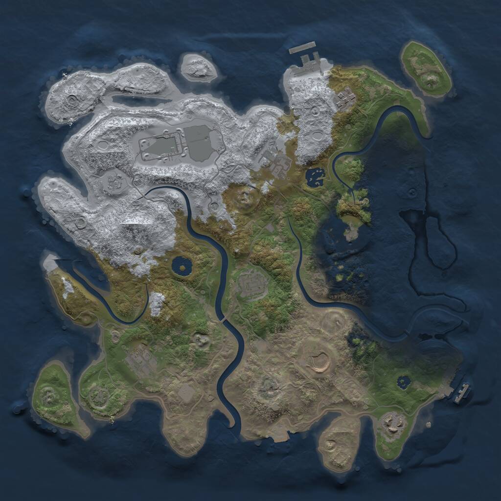 Rust Map: Procedural Map, Size: 3700, Seed: 185574847, 15 Monuments