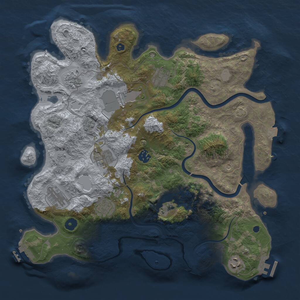 Rust Map: Procedural Map, Size: 3750, Seed: 1194550529, 16 Monuments