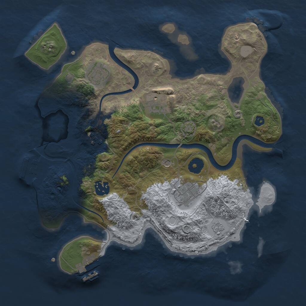 Rust Map: Procedural Map, Size: 3000, Seed: 32683, 11 Monuments
