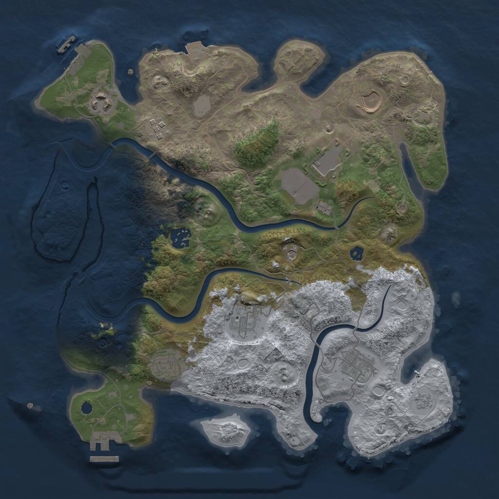 Rust Map: Procedural Map, Size: 3500, Seed: 1117715594, 14 Monuments
