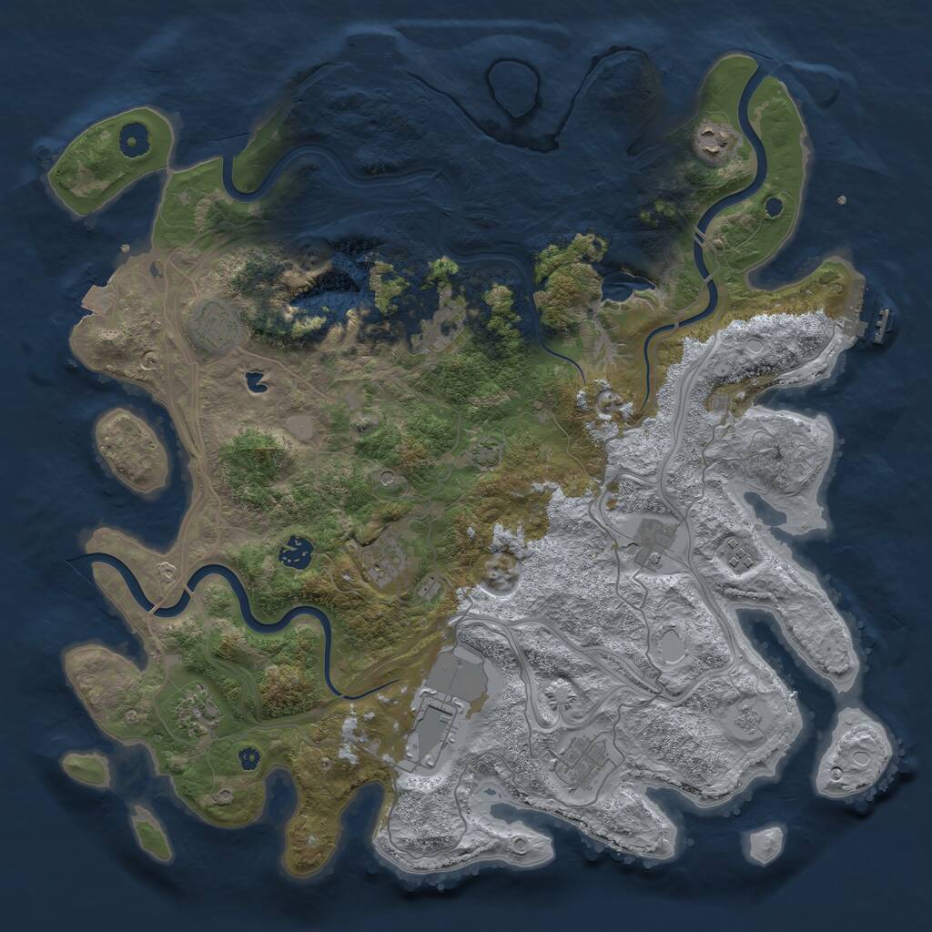 Rust Map: Procedural Map, Size: 4250, Seed: 55232542, 16 Monuments