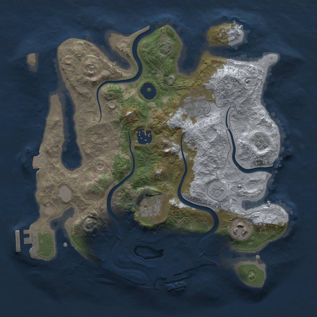 Rust Map: Procedural Map, Size: 3000, Seed: 13405, 11 Monuments