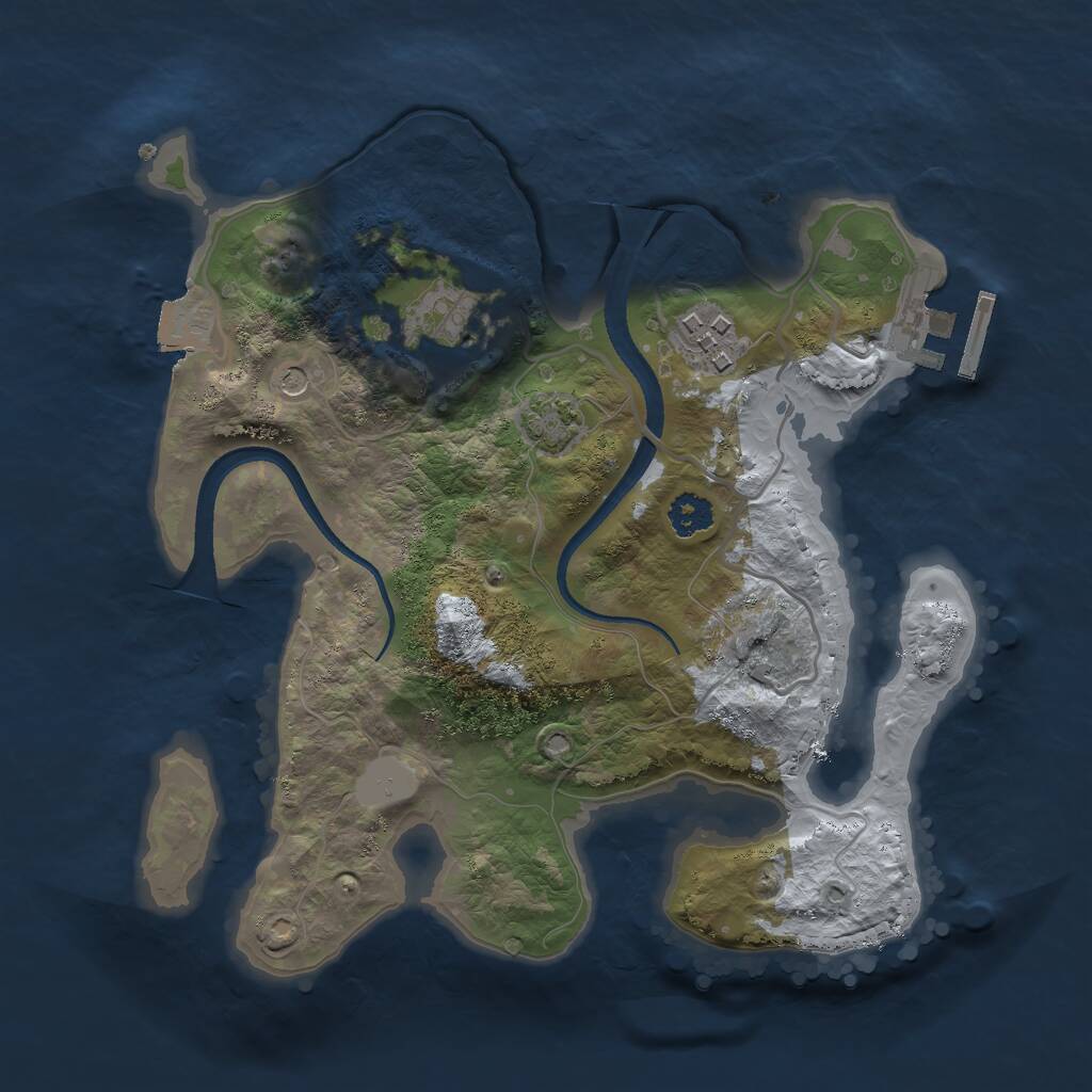 Rust Map: Procedural Map, Size: 2500, Seed: 2144423059, 6 Monuments