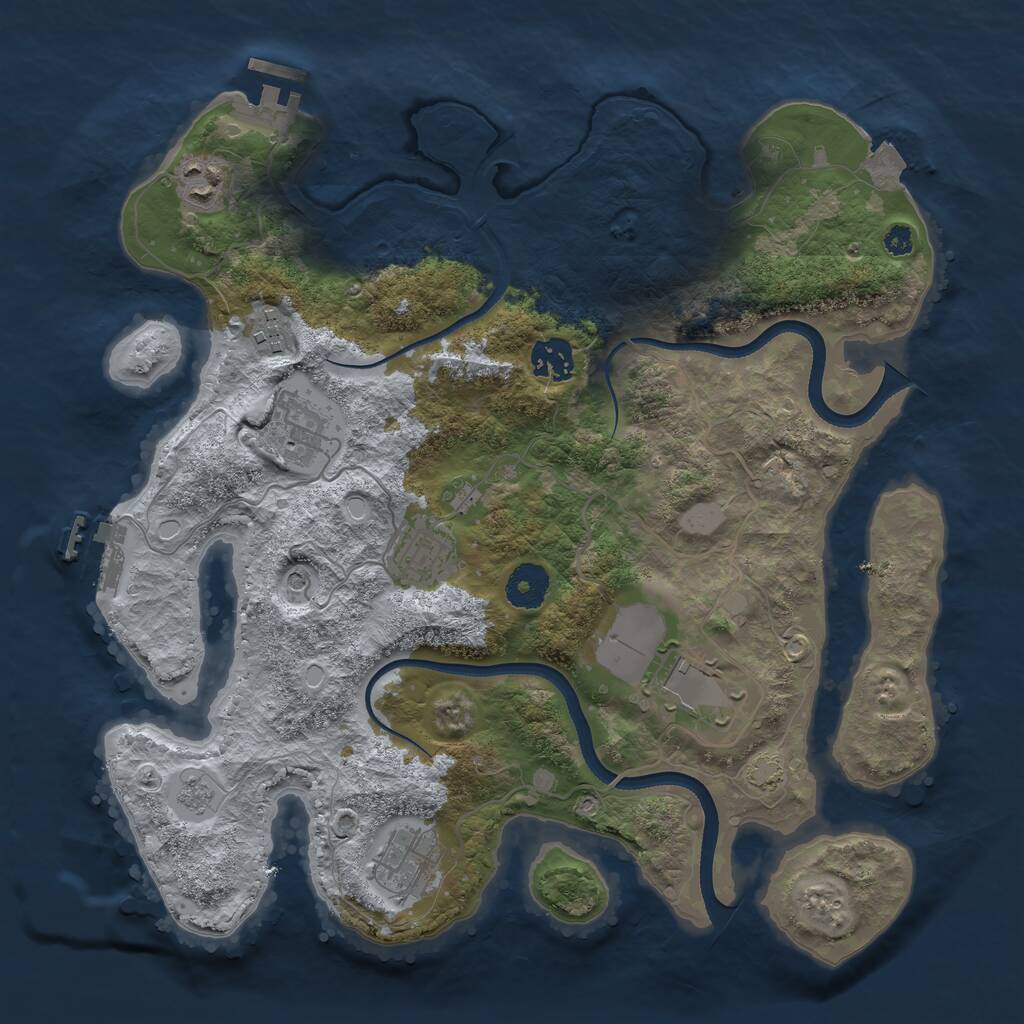 Rust Map: Procedural Map, Size: 3500, Seed: 243469048, 13 Monuments