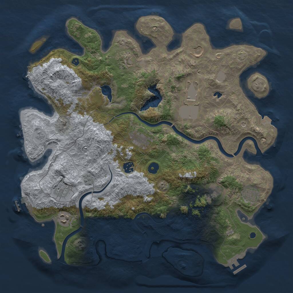 Rust Map: Procedural Map, Size: 4000, Seed: 1228058057, 16 Monuments
