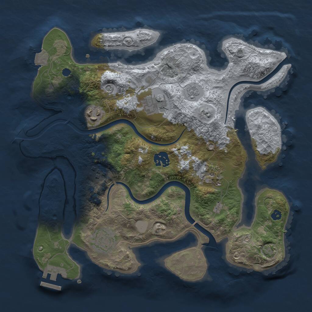Rust Map: Procedural Map, Size: 3000, Seed: 21494, 11 Monuments
