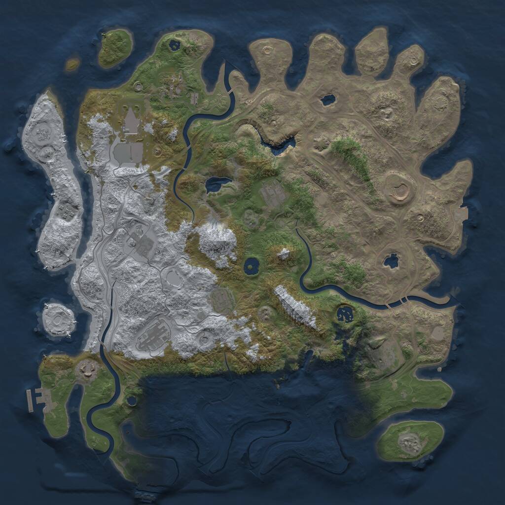 Rust Map: Procedural Map, Size: 4500, Seed: 596509455, 17 Monuments