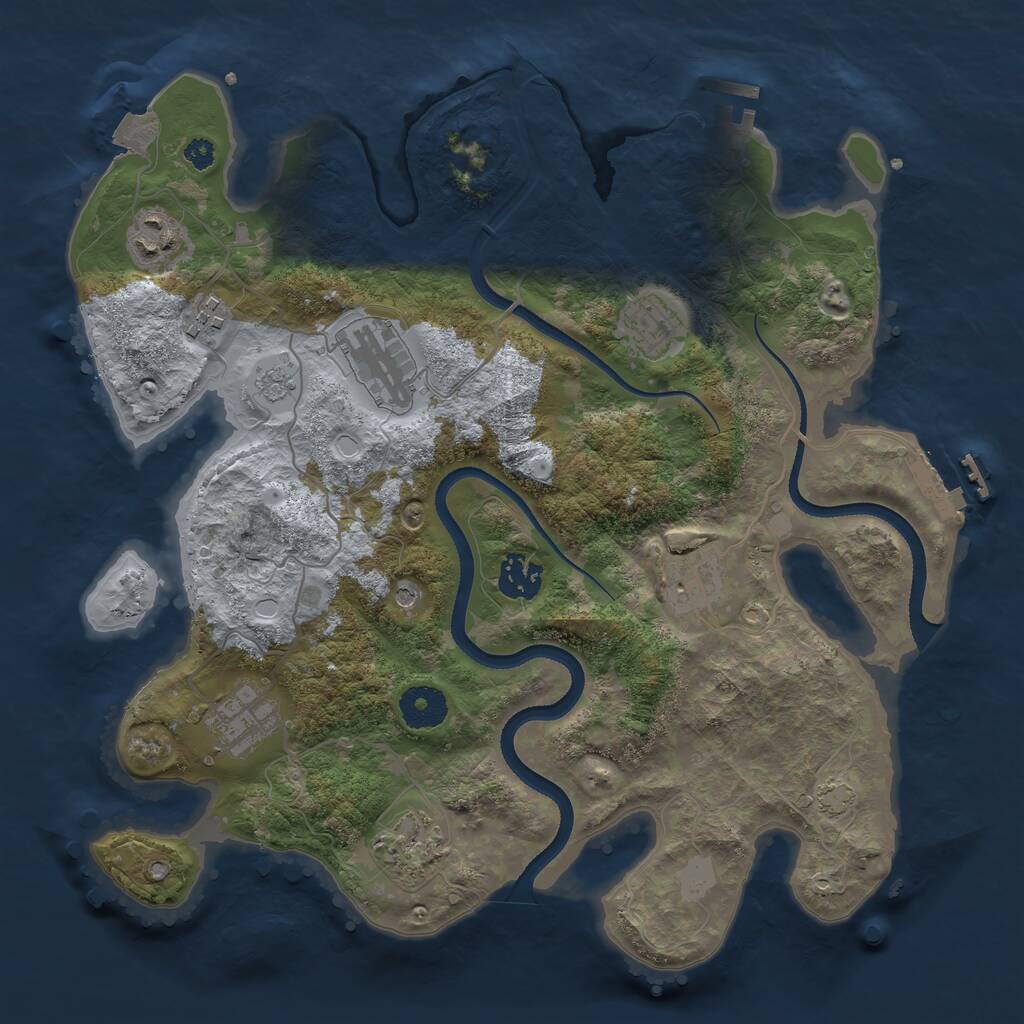 Rust Map: Procedural Map, Size: 3400, Seed: 654321, 14 Monuments