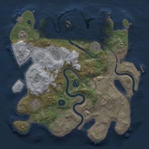 Thumbnail Rust Map: Procedural Map, Size: 3400, Seed: 654321, 14 Monuments