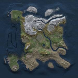 Thumbnail Rust Map: Procedural Map, Size: 3000, Seed: 1961579187, 11 Monuments