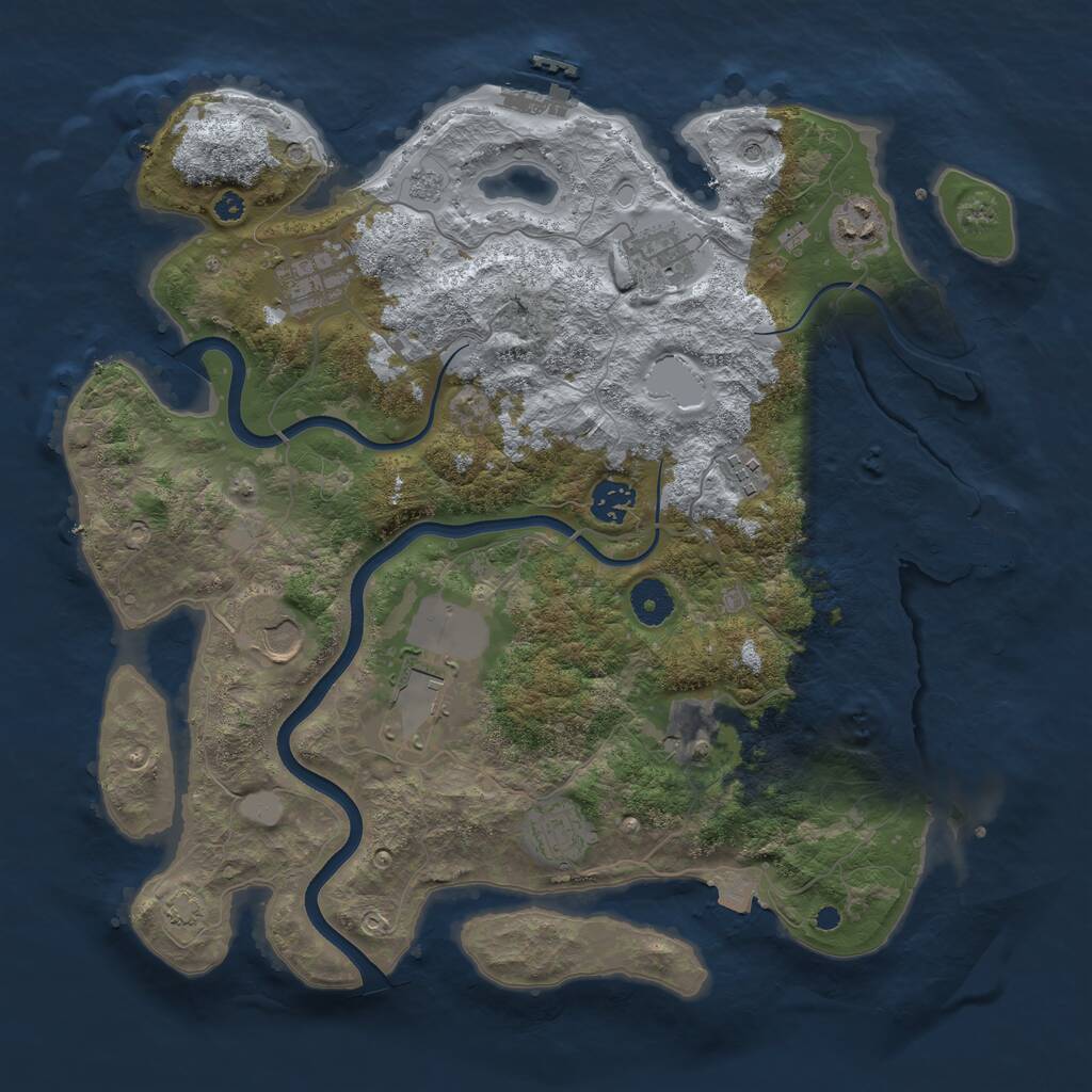 Rust Map: Procedural Map, Size: 3750, Seed: 755031390, 15 Monuments