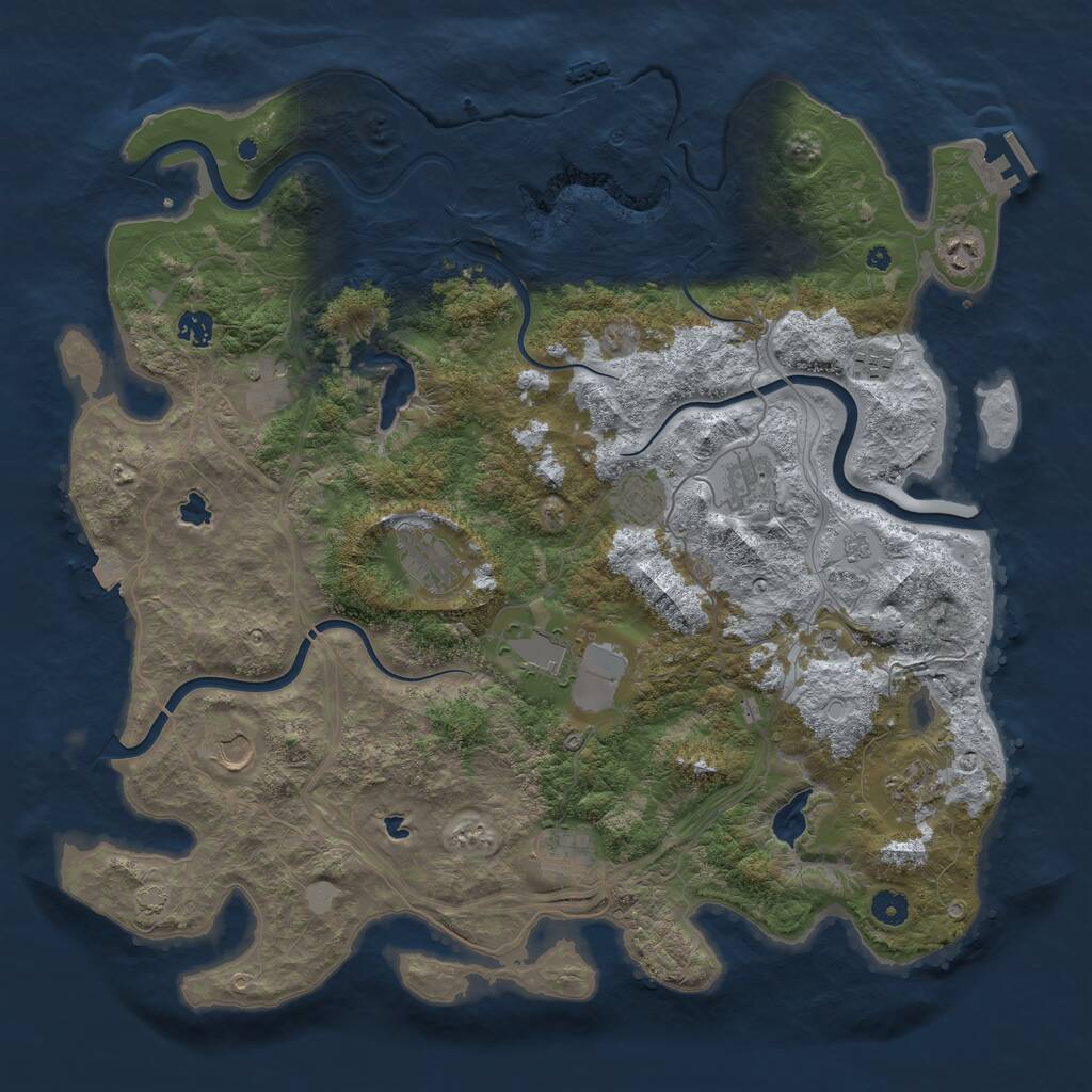 Rust Map: Procedural Map, Size: 4500, Seed: 392906593, 17 Monuments