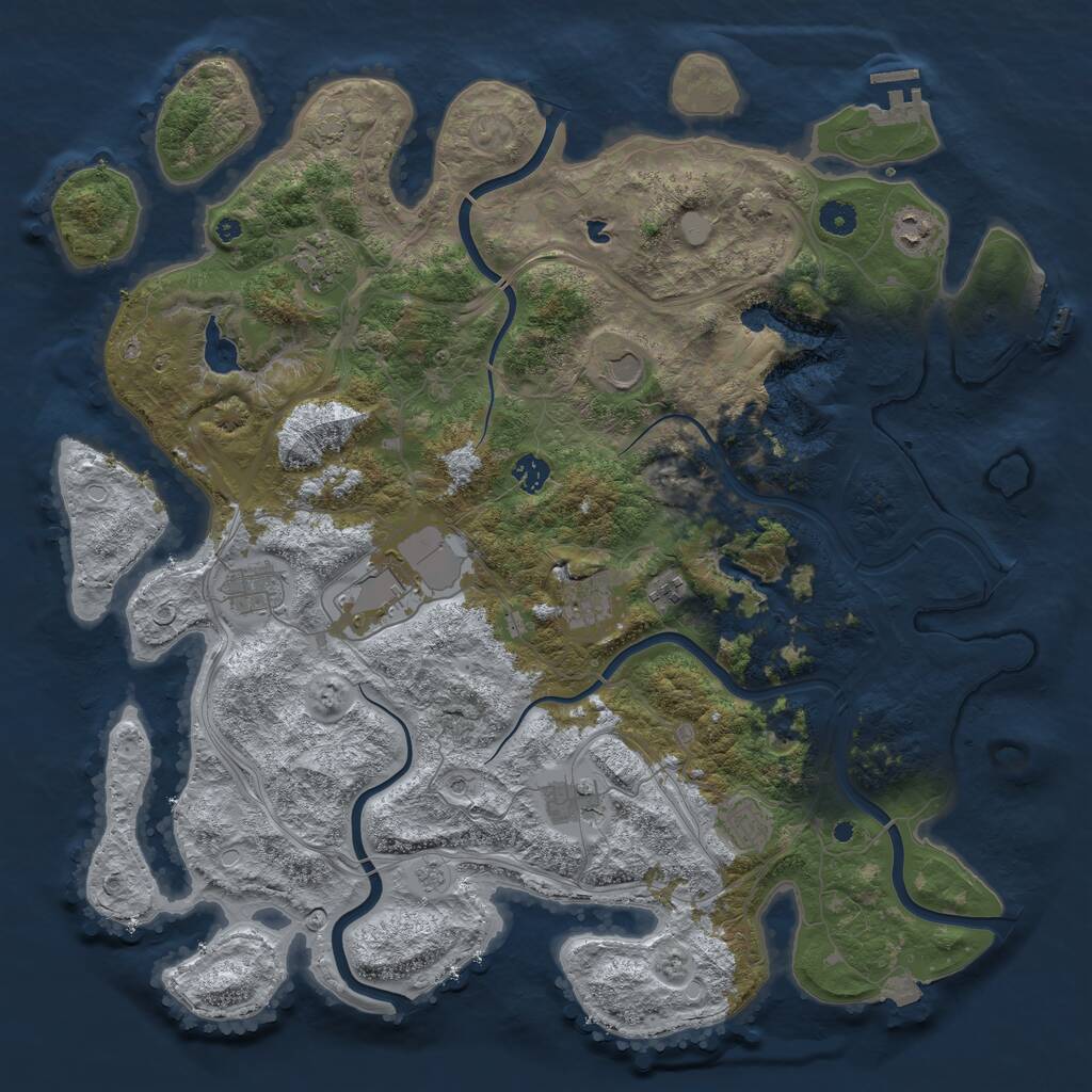 Rust Map: Procedural Map, Size: 4500, Seed: 1473378217, 16 Monuments