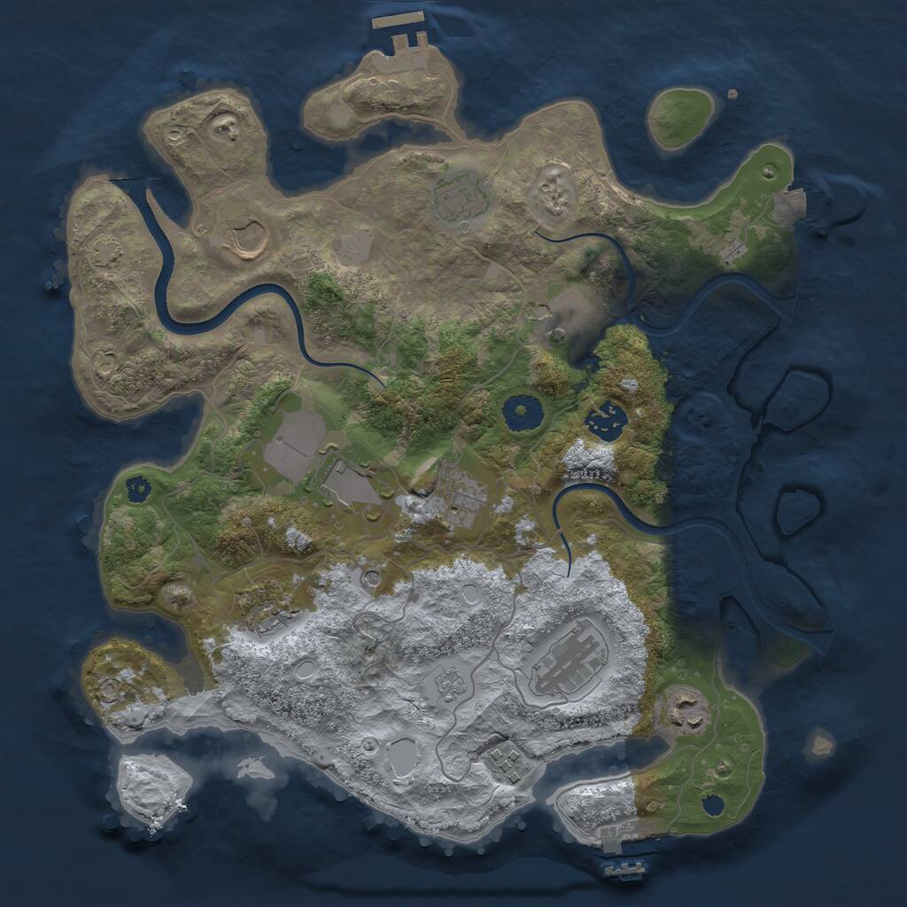Rust Map: Procedural Map, Size: 3500, Seed: 422603173, 16 Monuments