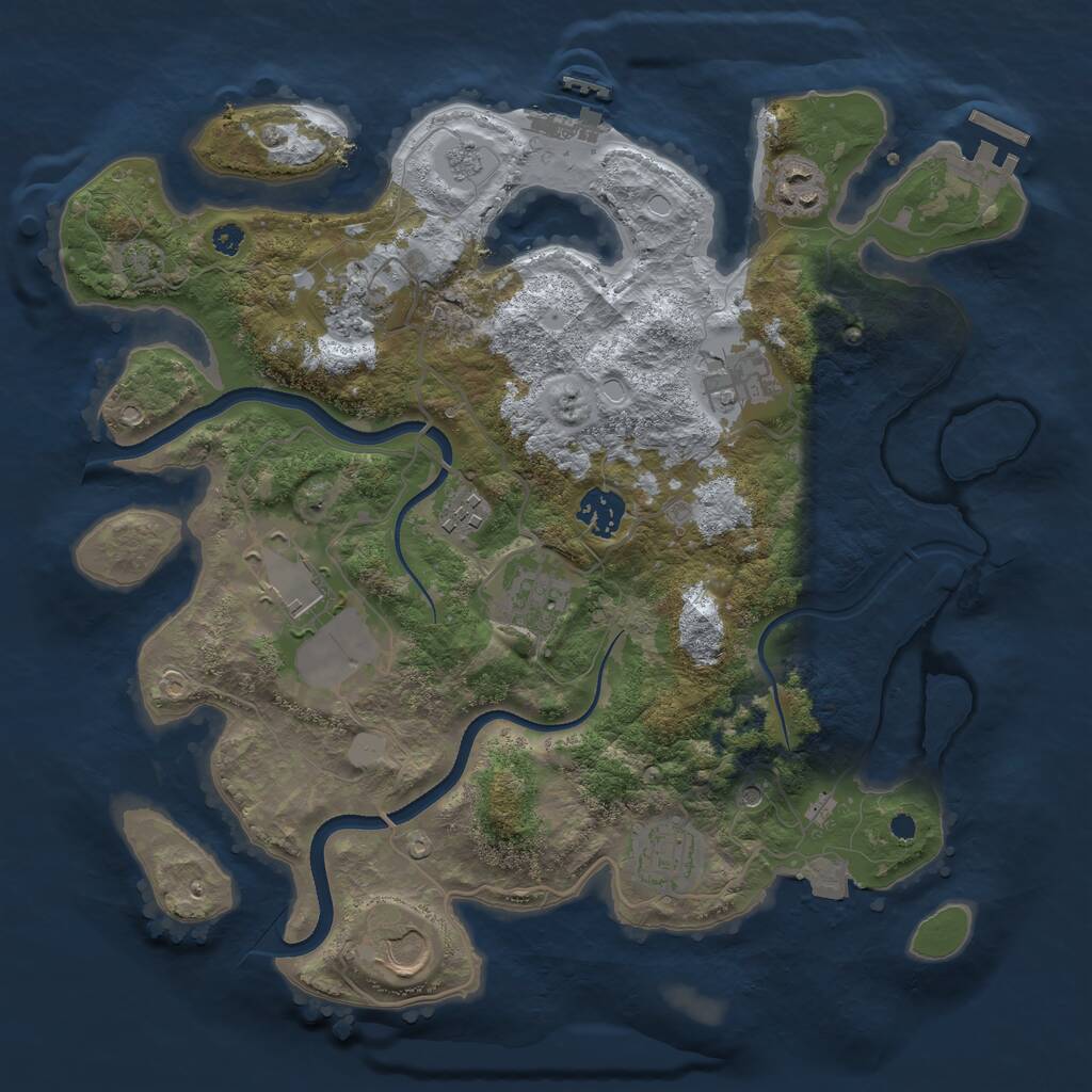 Rust Map: Procedural Map, Size: 3500, Seed: 396234943, 15 Monuments