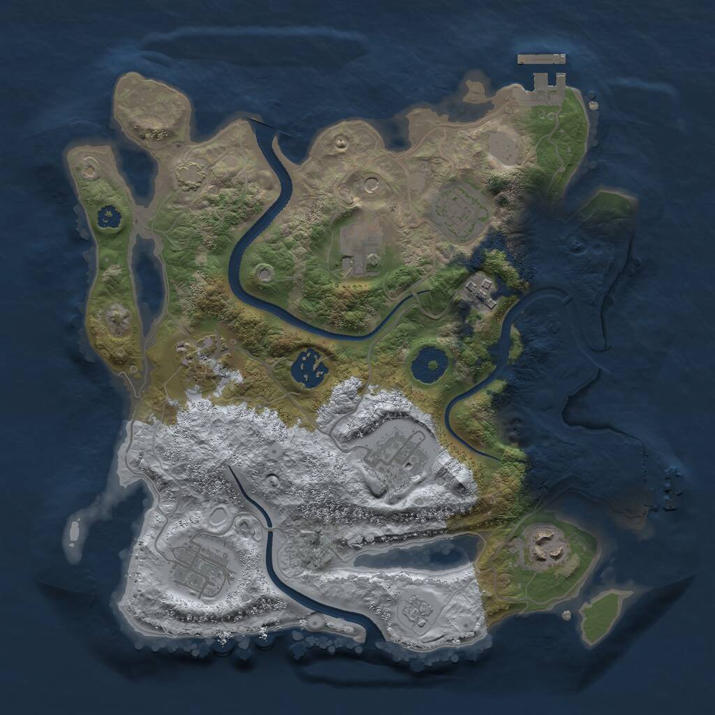 Rust Map: Procedural Map, Size: 3000, Seed: 190495, 14 Monuments