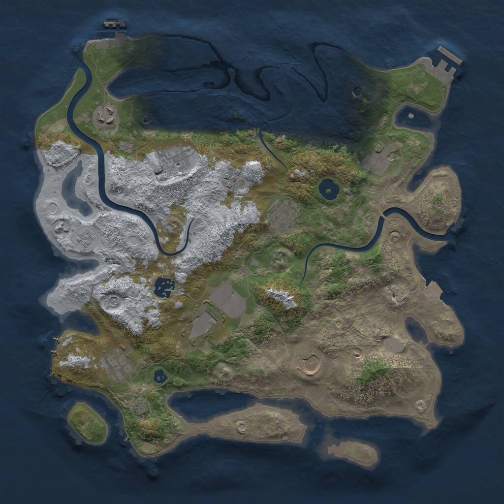 Rust Map: Procedural Map, Size: 3700, Seed: 471952121, 15 Monuments