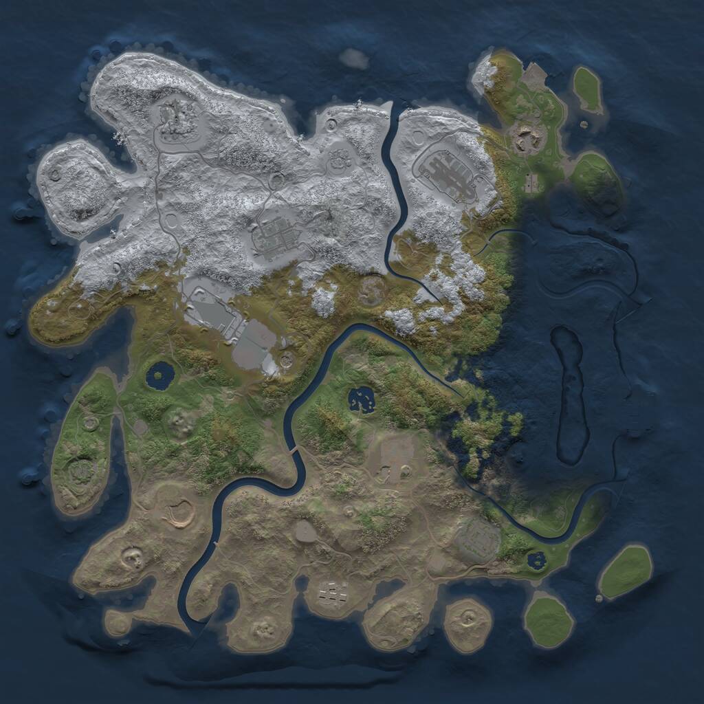 Rust Map: Procedural Map, Size: 3800, Seed: 967198924, 15 Monuments
