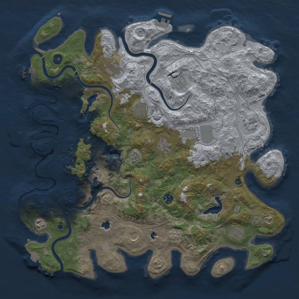 Rust Map: Procedural Map, Size: 4500, Seed: 1353797498, 17 Monuments