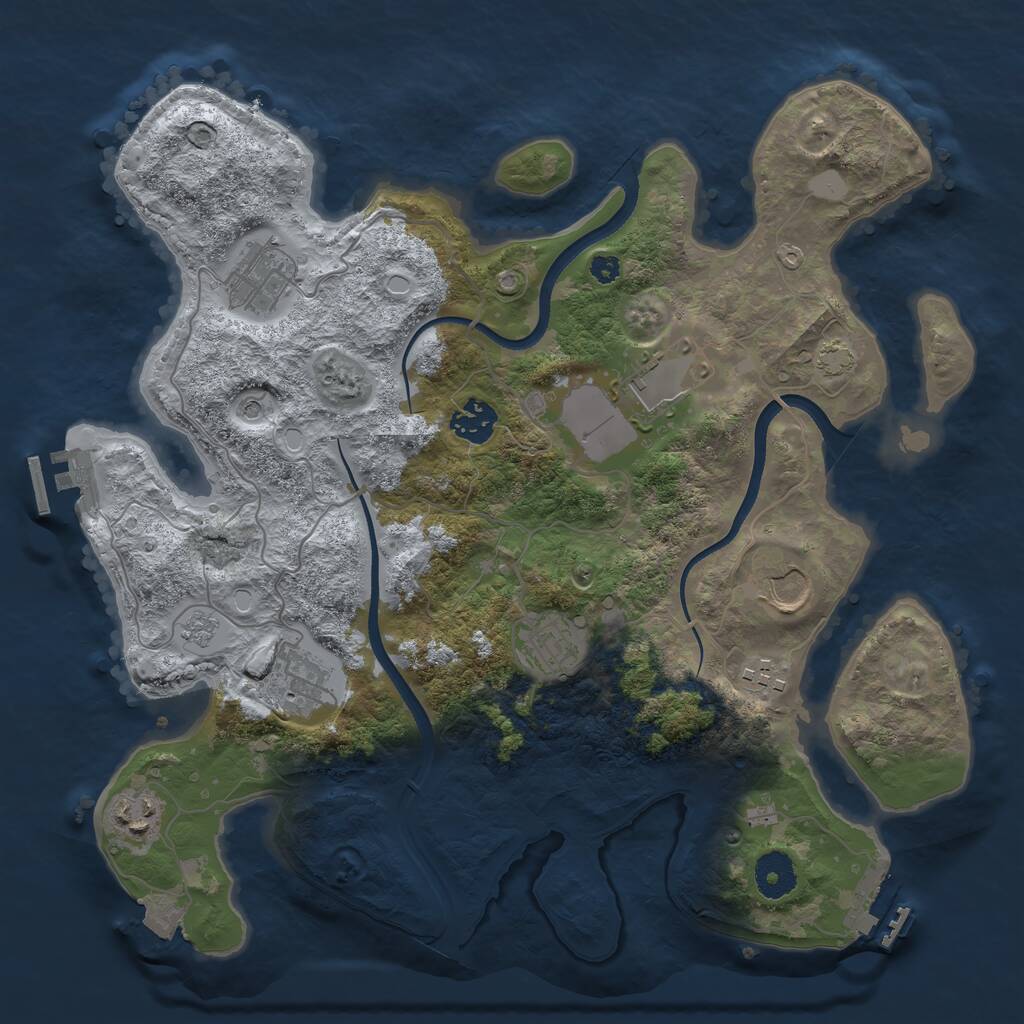 Rust Map: Procedural Map, Size: 3500, Seed: 34534543, 14 Monuments
