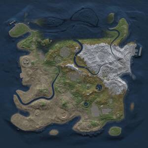 Thumbnail Rust Map: Procedural Map, Size: 3500, Seed: 1091325777, 17 Monuments