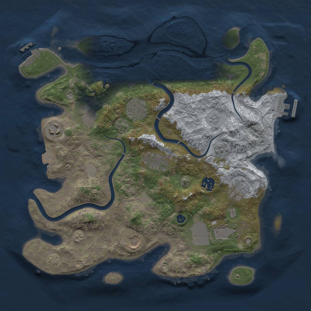 Rust Map: Procedural Map, Size: 3500, Seed: 1091325777, 15 Monuments