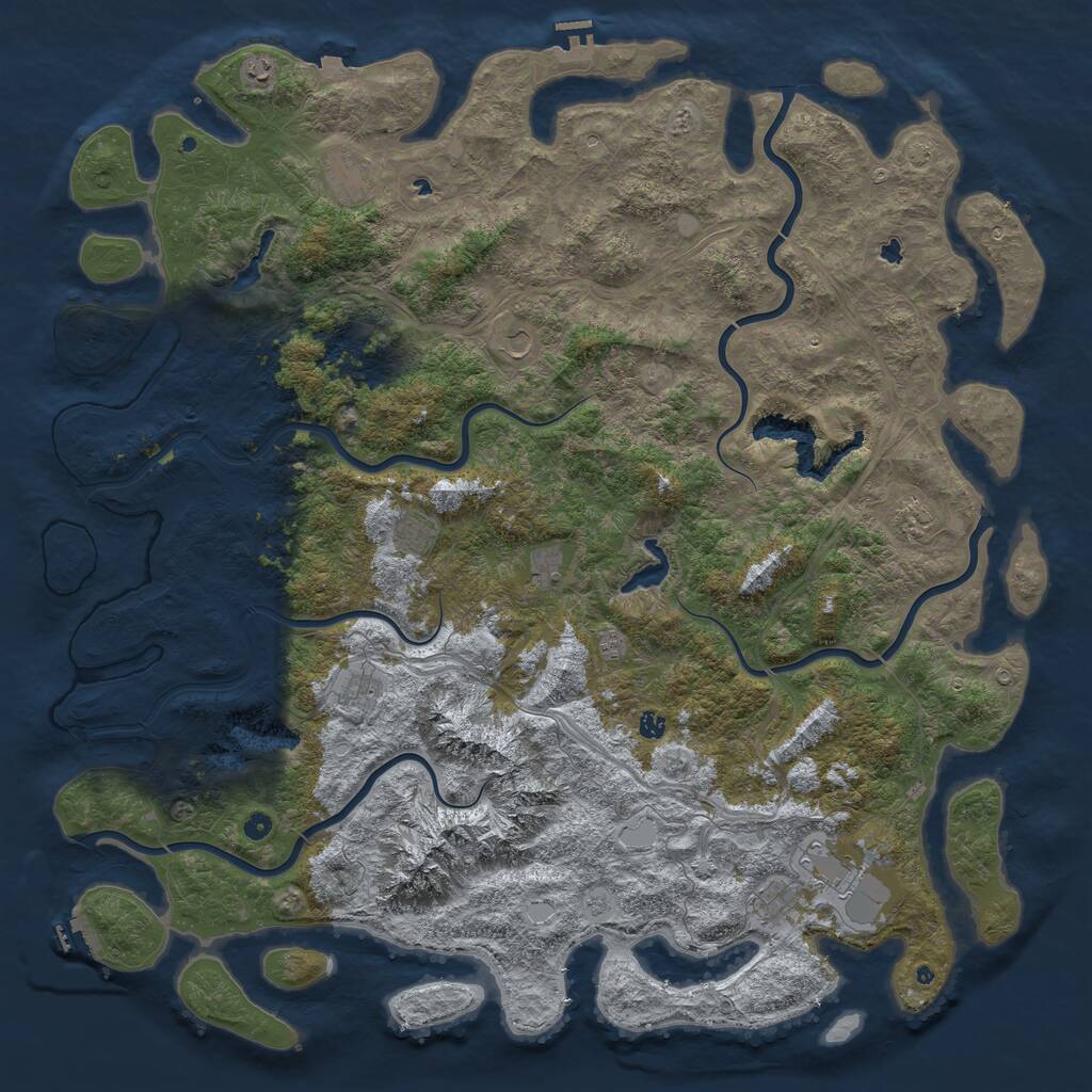Rust Map: Procedural Map, Size: 6000, Seed: 13332, 17 Monuments