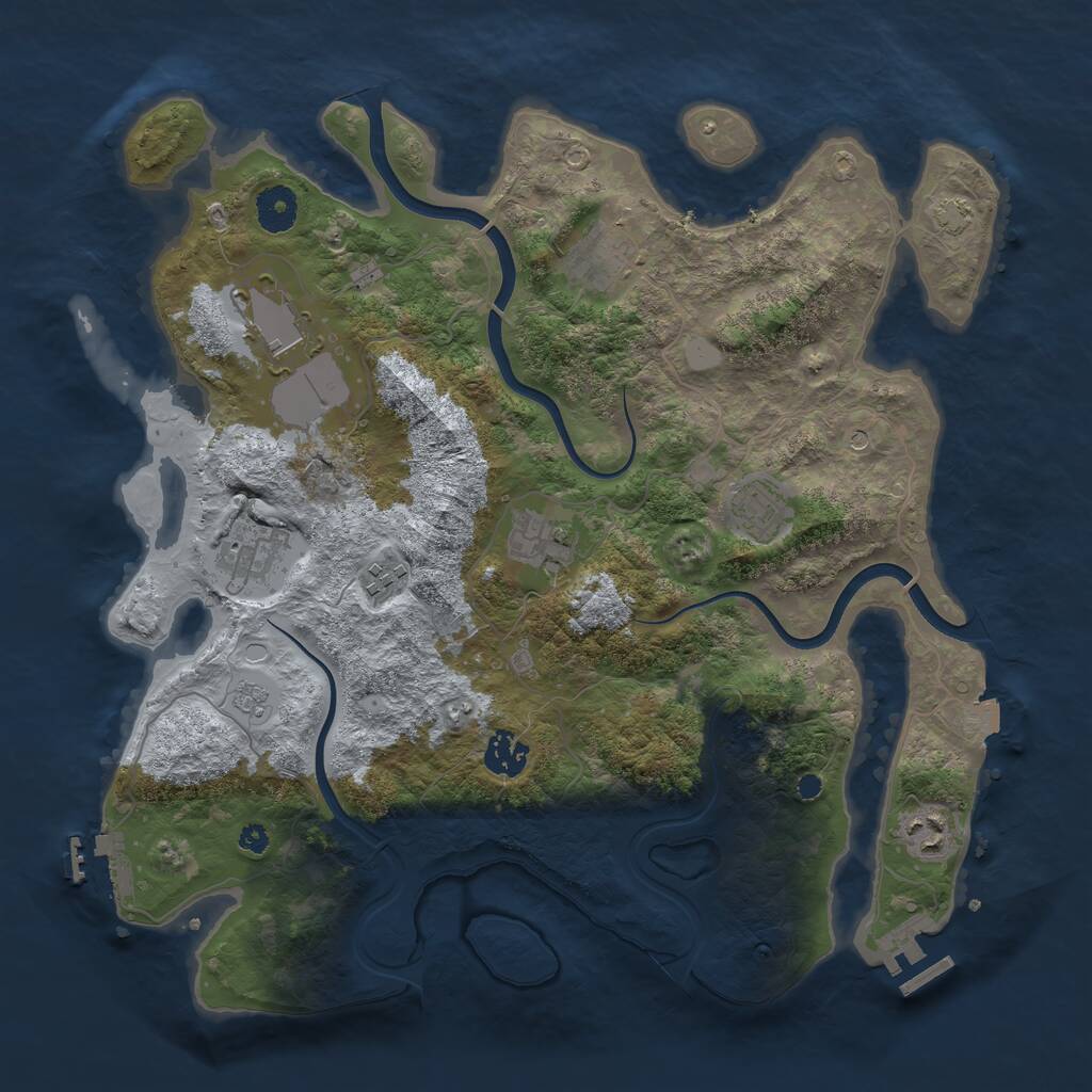 Rust Map: Procedural Map, Size: 3700, Seed: 1284732666, 14 Monuments