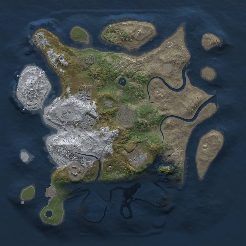 Rust Map: Procedural Map, Size: 3000, Seed: 1503912378, 8 Monuments
