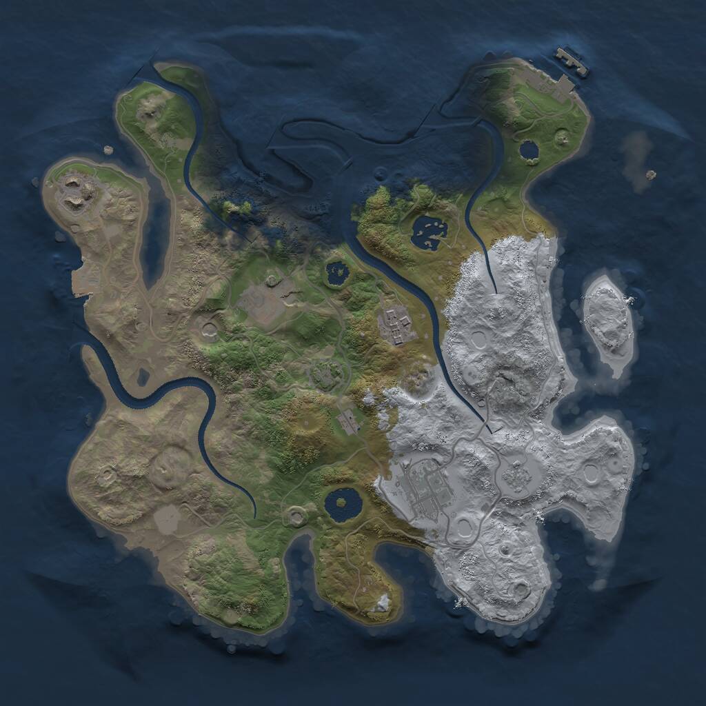 Rust Map: Procedural Map, Size: 3000, Seed: 1838527112, 10 Monuments