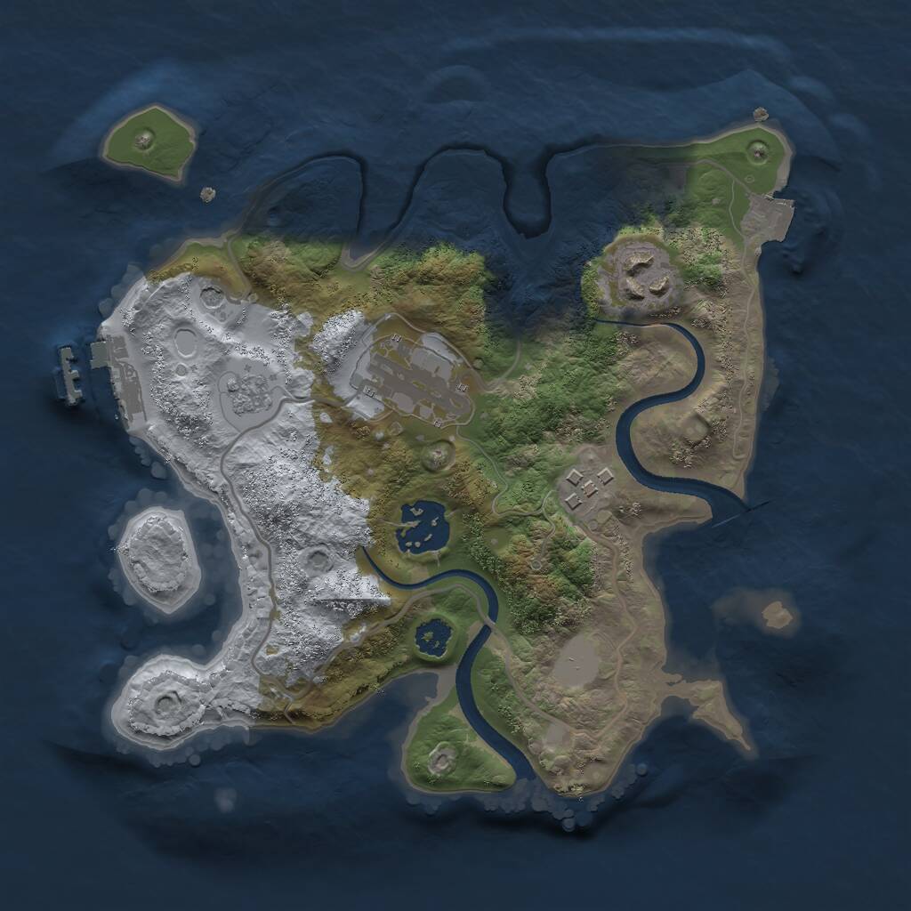 Rust Map: Procedural Map, Size: 2500, Seed: 198031, 8 Monuments