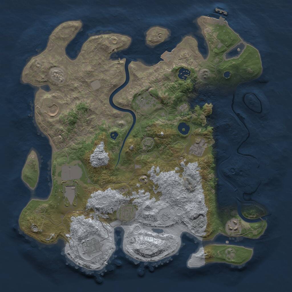 Rust Map: Procedural Map, Size: 3700, Seed: 1025416977, 15 Monuments