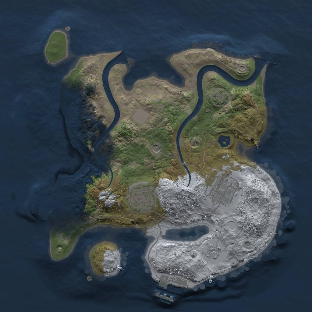 Rust Map: Procedural Map, Size: 2500, Seed: 1212631473, 8 Monuments