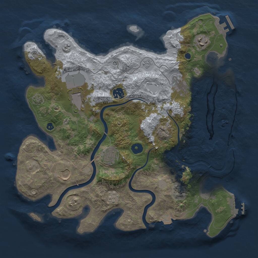 Rust Map: Procedural Map, Size: 3500, Seed: 910158523, 13 Monuments