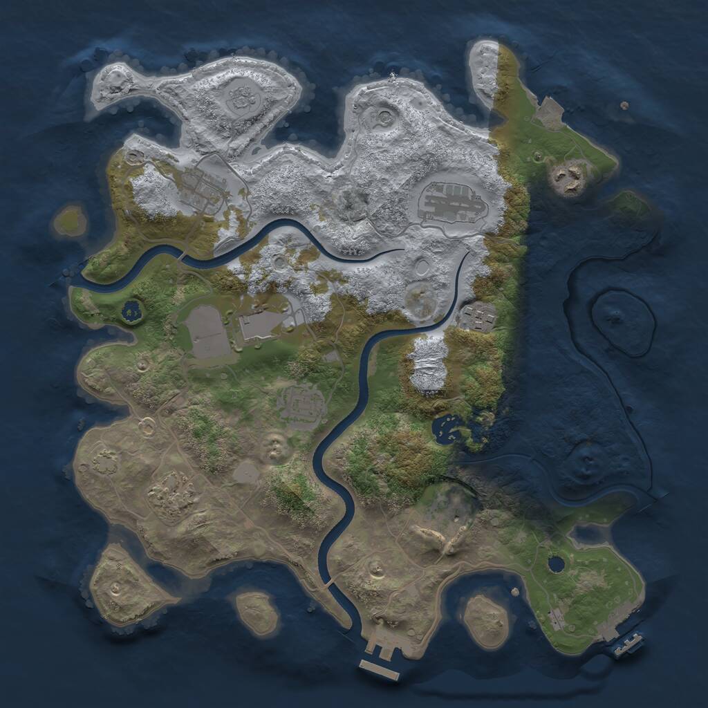 Rust Map: Procedural Map, Size: 3500, Seed: 1209449531, 15 Monuments