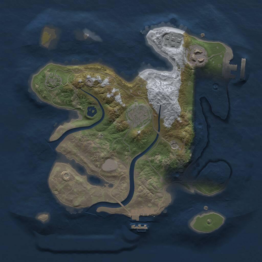 Rust Map: Procedural Map, Size: 2500, Seed: 1998763227, 8 Monuments