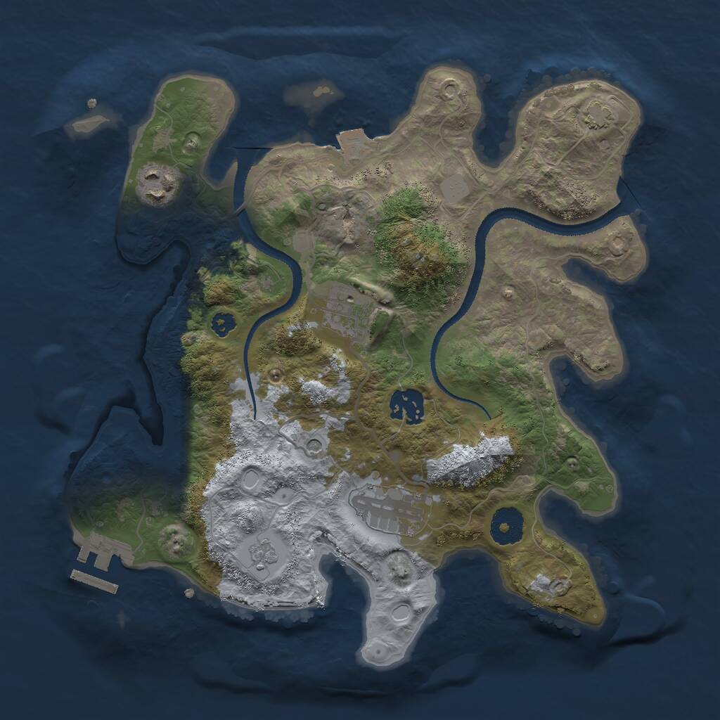 Rust Map: Procedural Map, Size: 3000, Seed: 1001813454, 9 Monuments