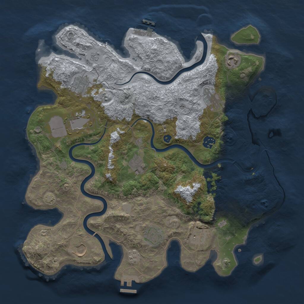 Rust Map: Procedural Map, Size: 3750, Seed: 13123, 16 Monuments