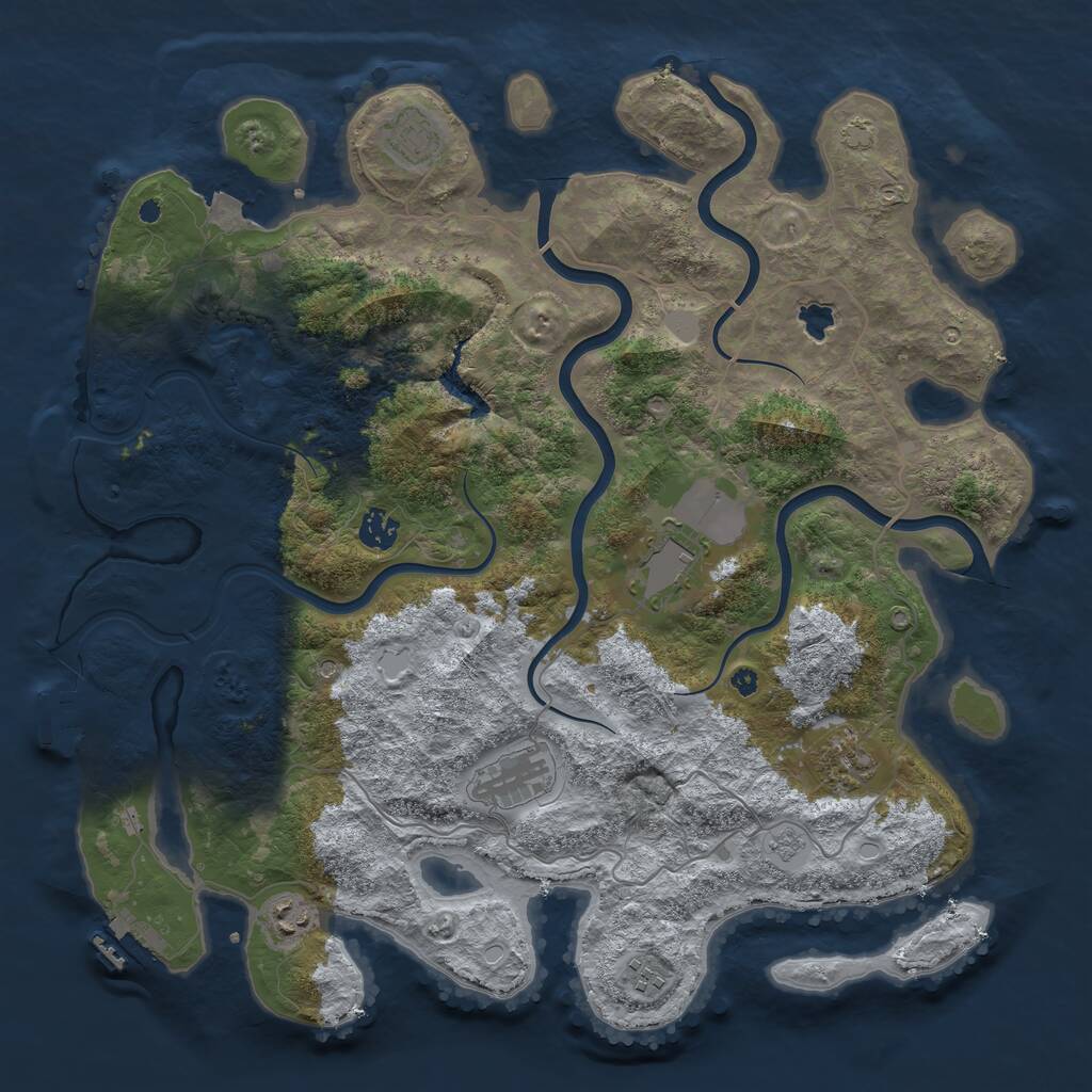 Rust Map: Procedural Map, Size: 4100, Seed: 1821505865, 13 Monuments