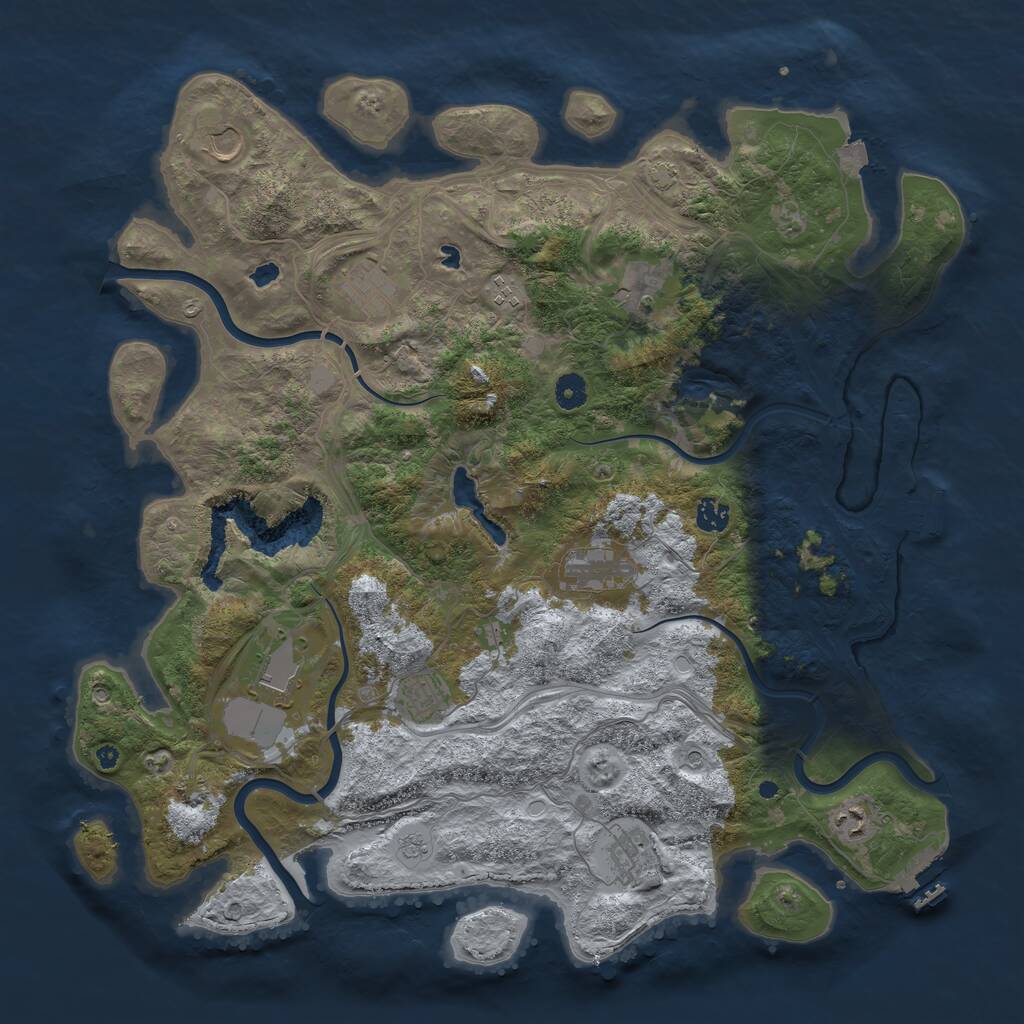 Rust Map: Procedural Map, Size: 4500, Seed: 175536021, 16 Monuments
