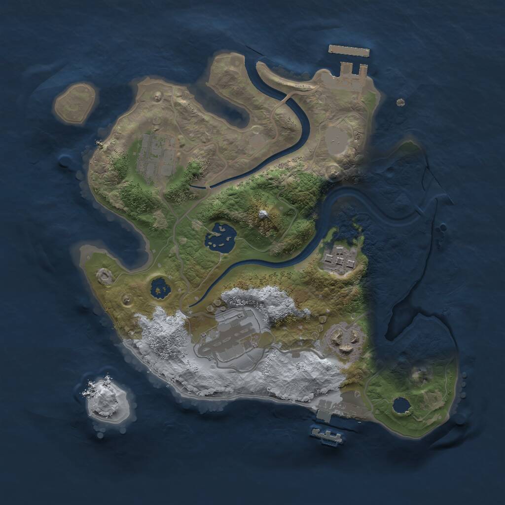 Rust Map: Procedural Map, Size: 2500, Seed: 693712489, 8 Monuments