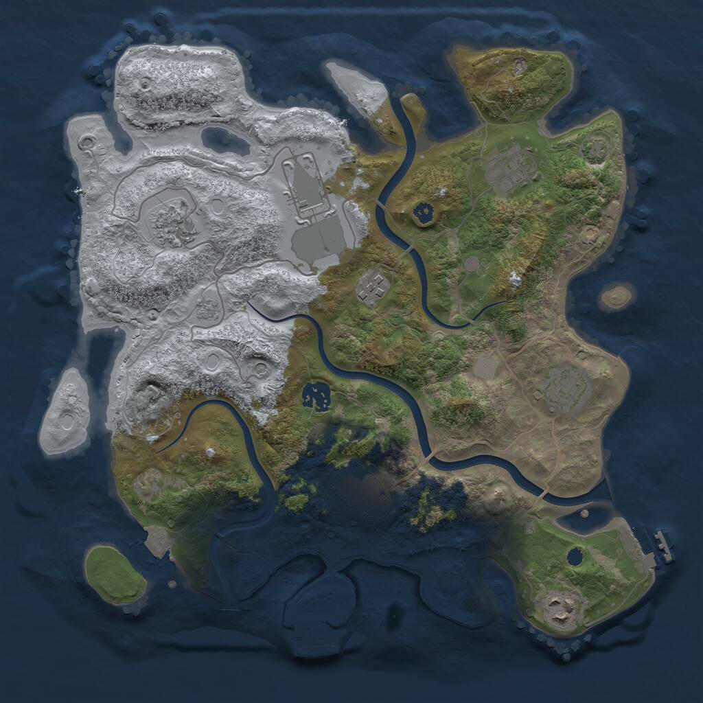 Rust Map: Procedural Map, Size: 3500, Seed: 806943035, 14 Monuments