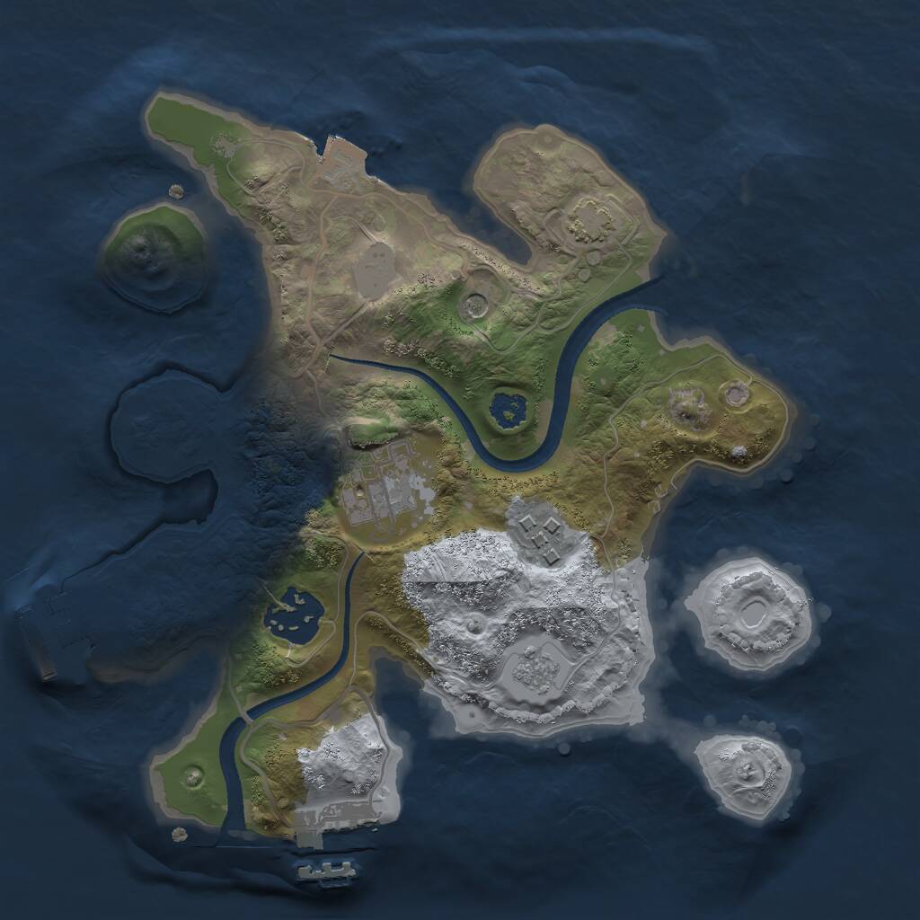 Rust Map: Procedural Map, Size: 2500, Seed: 17372, 9 Monuments