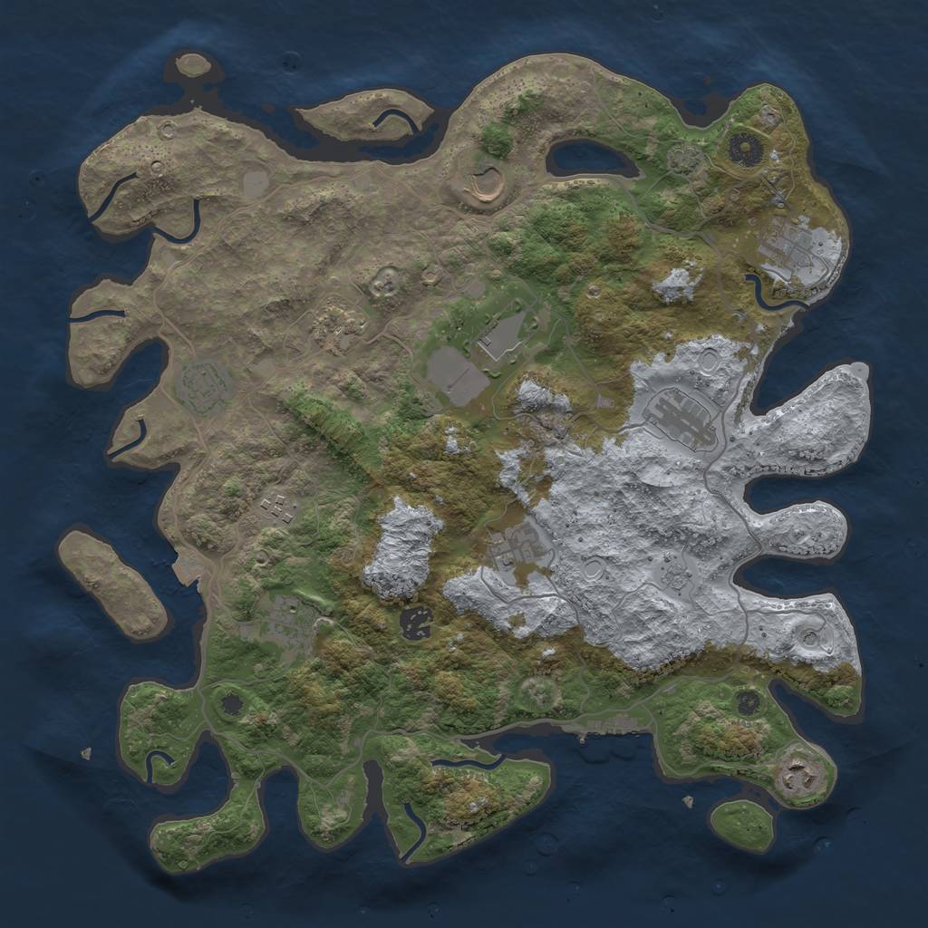 Rust Map: Procedural Map, Size: 4000, Seed: 36129547, 18 Monuments