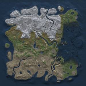 Thumbnail Rust Map: Procedural Map, Size: 4500, Seed: 93918791, 16 Monuments